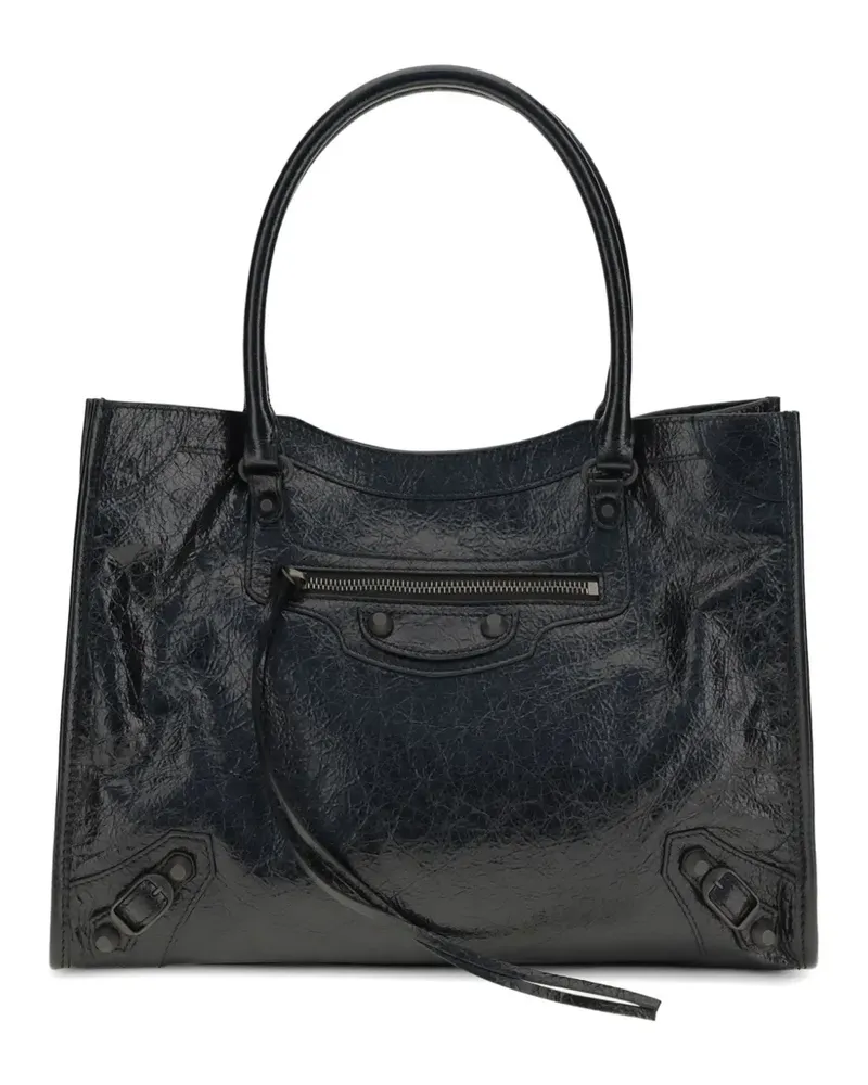 Balenciaga Le City Tote Bag mit Knitteroptik - Blau Blau
