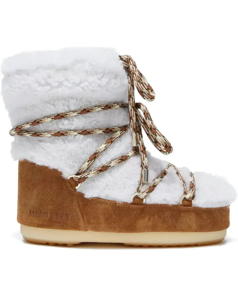Moon Boot shearling lace-up boot - Weiß Weiß