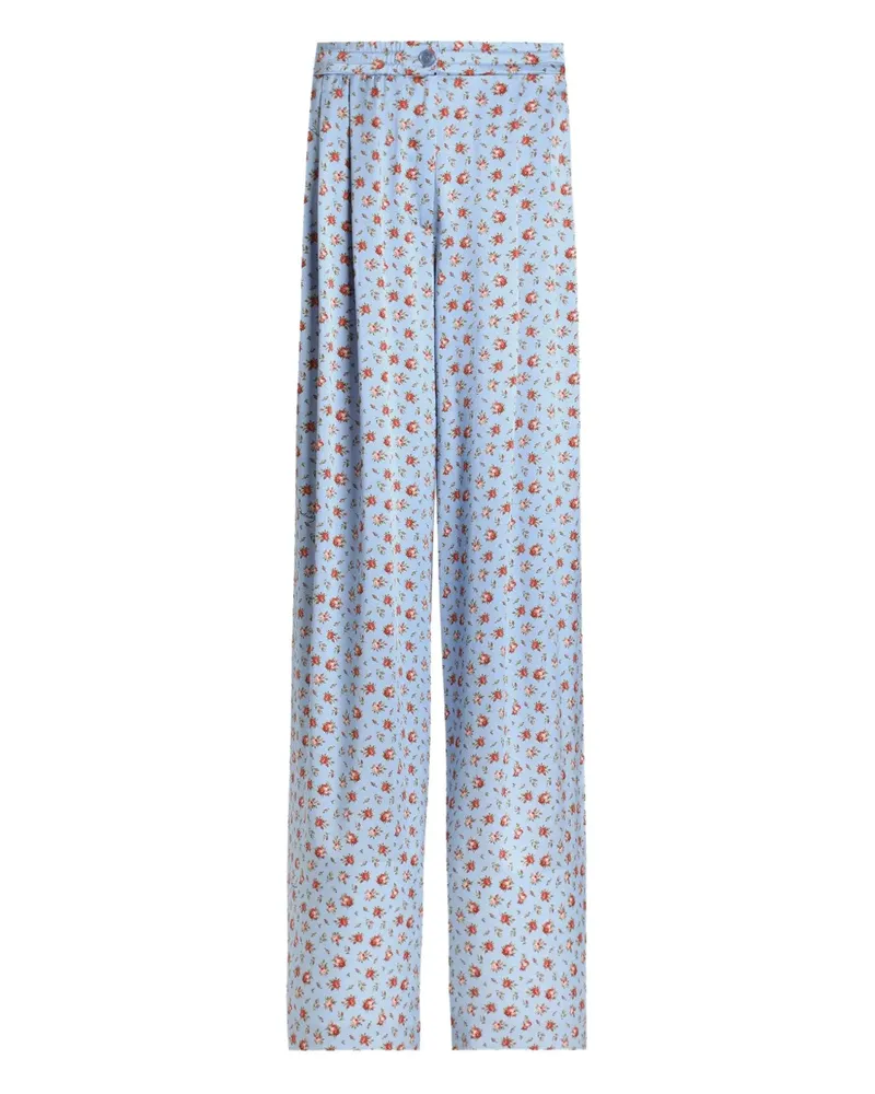 Dolce & Gabbana Seidenhose mit Blumen-Print - Blau Blau