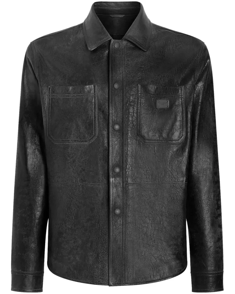 Dolce & Gabbana Hemd aus Leder - Schwarz Schwarz