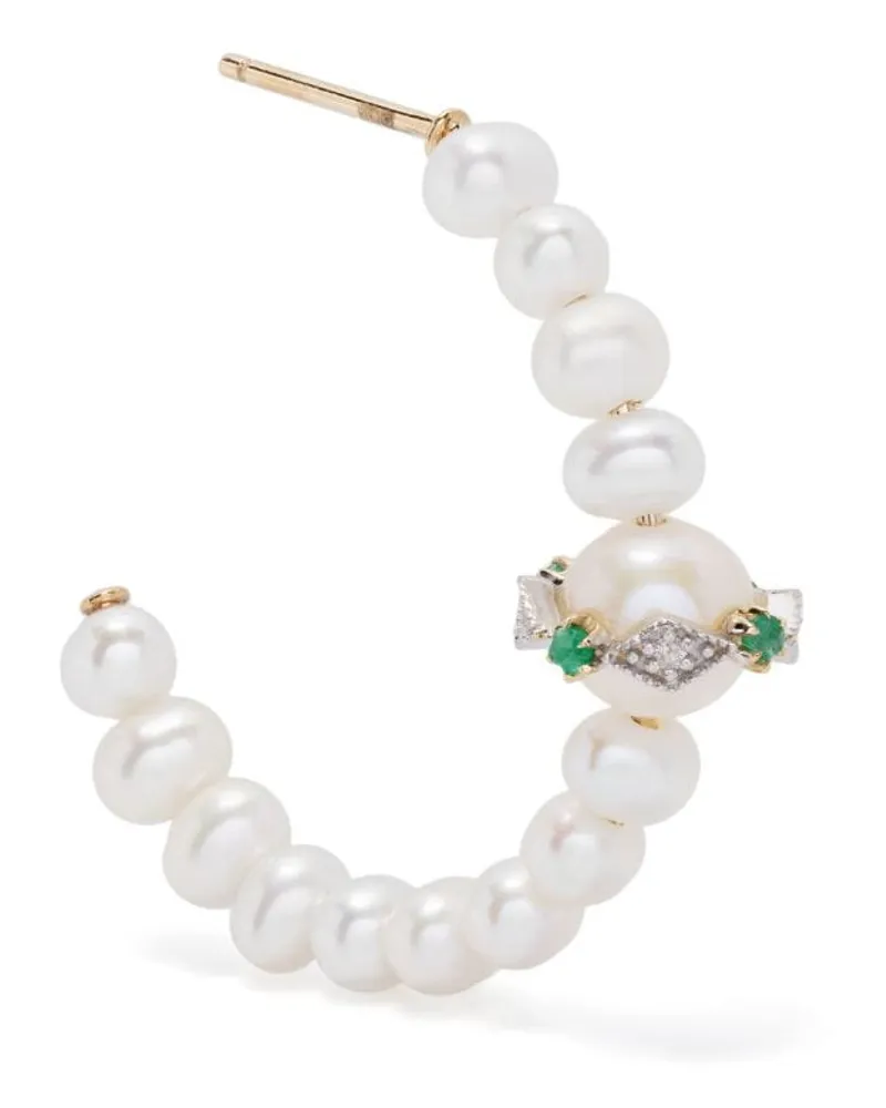 Pascale Monvoisin 9kt Gelbgoldcreole mit Diamanten - Weiß Weiß