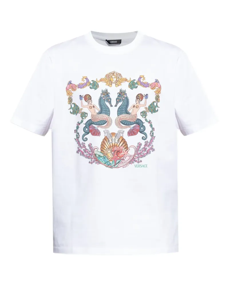 Versace T-Shirt mit Medusa-Kopf-Print - Weiß Weiß
