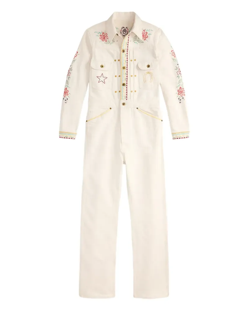 Ralph Lauren Bestickter Jumpsuit - Weiß Weiß