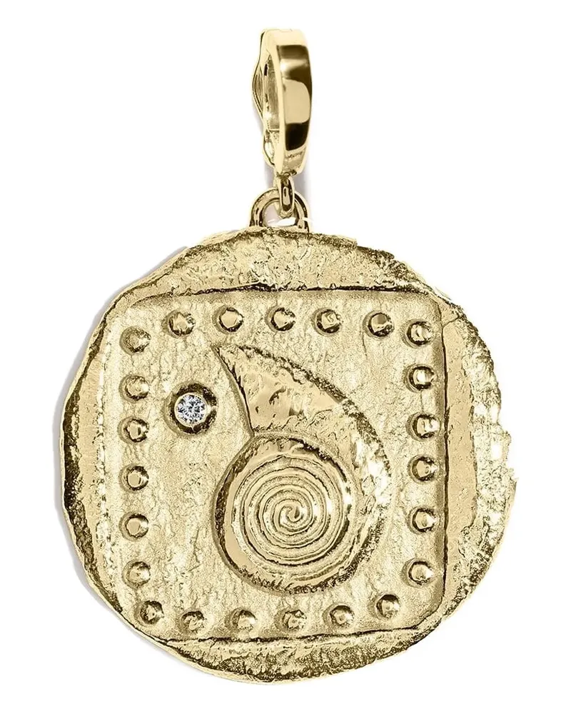 AZLEE 18kt Spira Seashell Gelbgoldhalskette mit Diamanten Gold