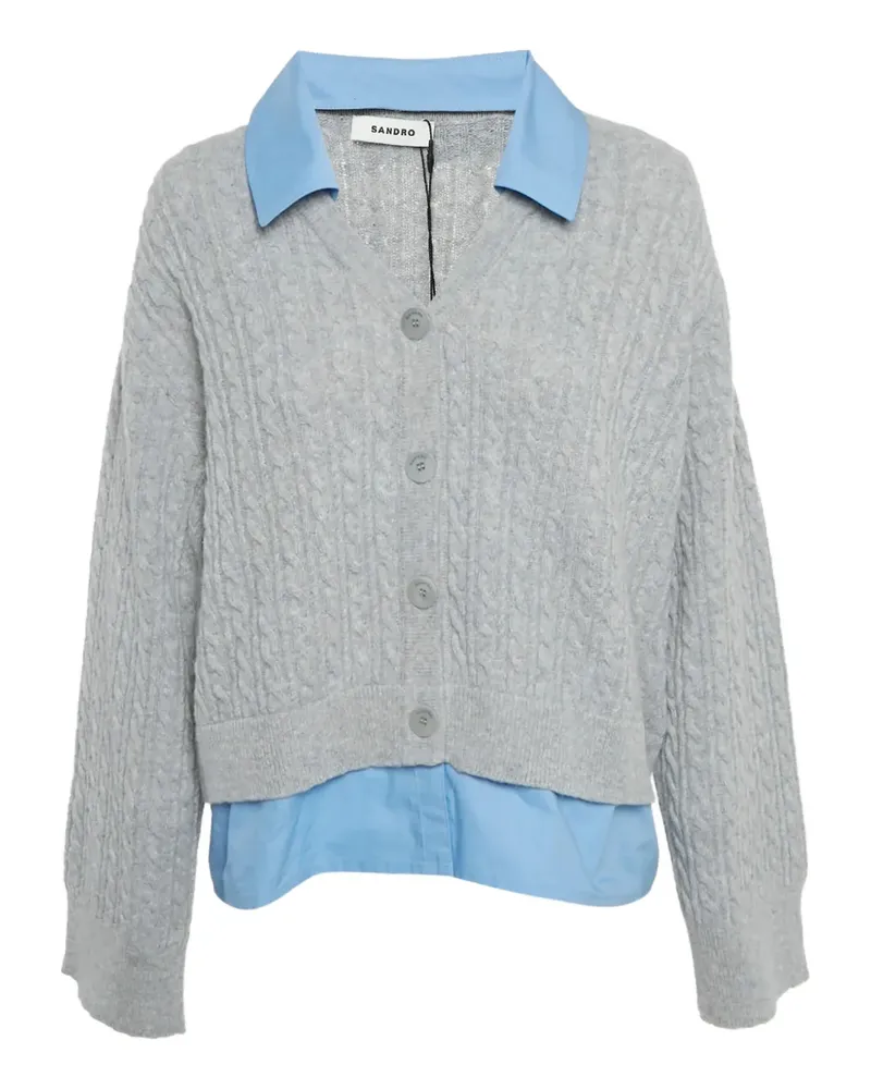 Sandro Cardigan mit Zopfmuster-Kragen - Grau Grau