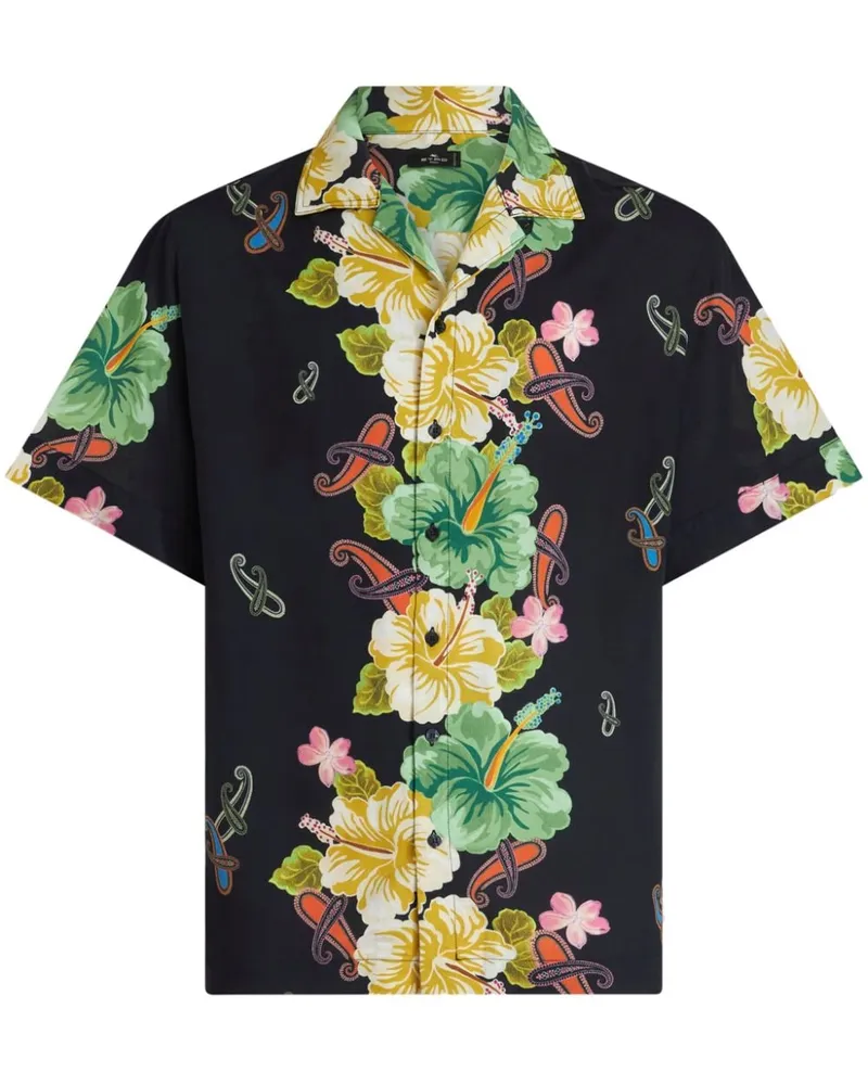 Etro Hemd mit Blumen-Print - Schwarz Schwarz