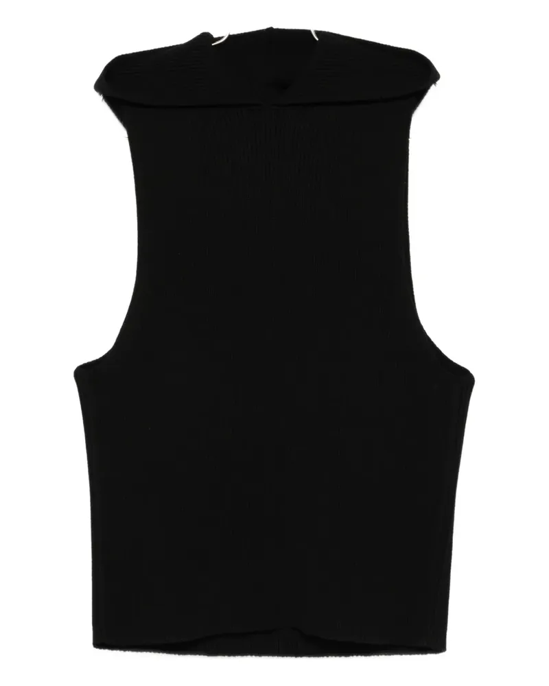 Rick Owens ribbed hooded vest - Schwarz Schwarz