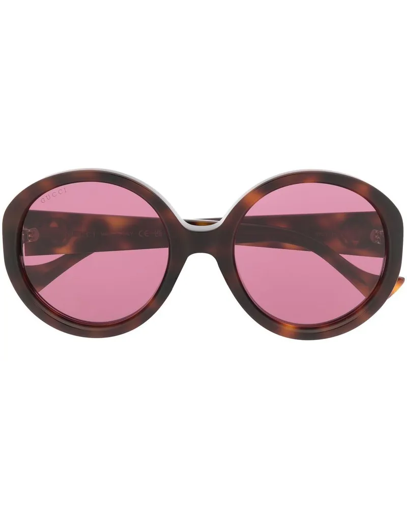 Gucci Sonnenbrille mit Logo-Schild - Braun Braun