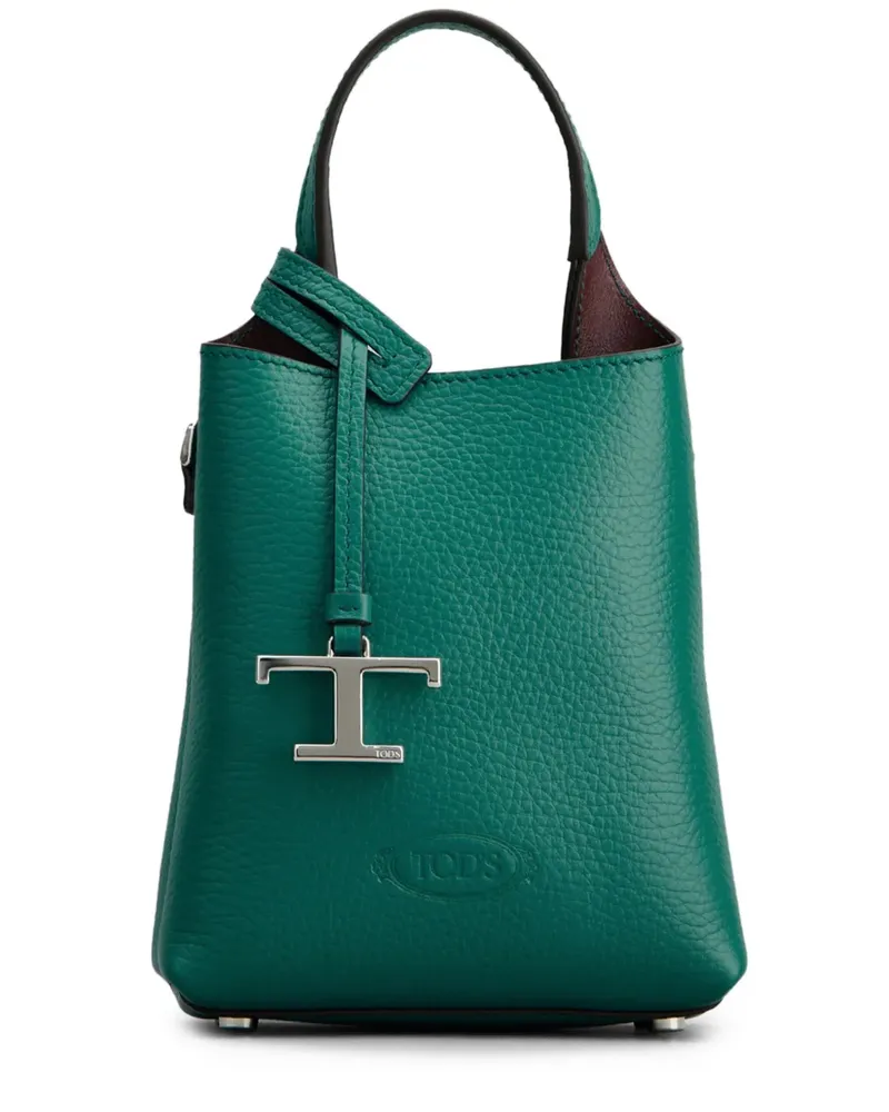 TOD'S Strukturierte Beuteltasche mit T-Logo - Grün Grün