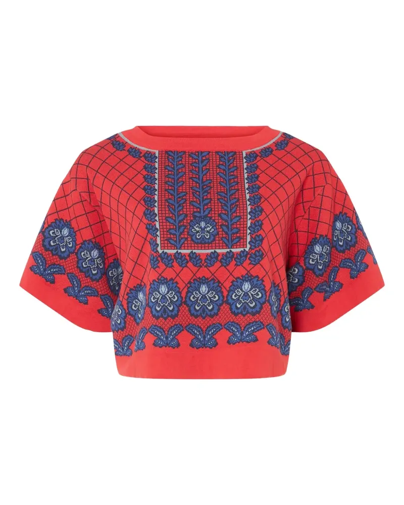 Temperley London T-Shirt mit Gittermuster - Rot Rot