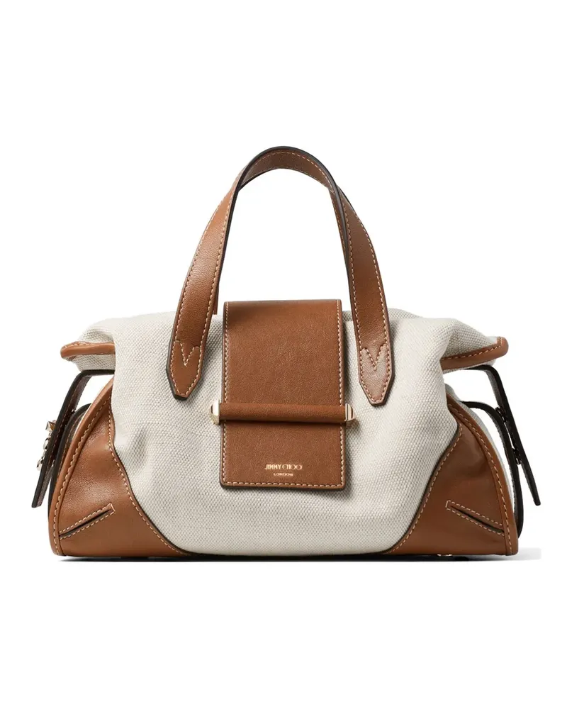 Jimmy Choo Bar leather-trim tote bag - Nude Nude