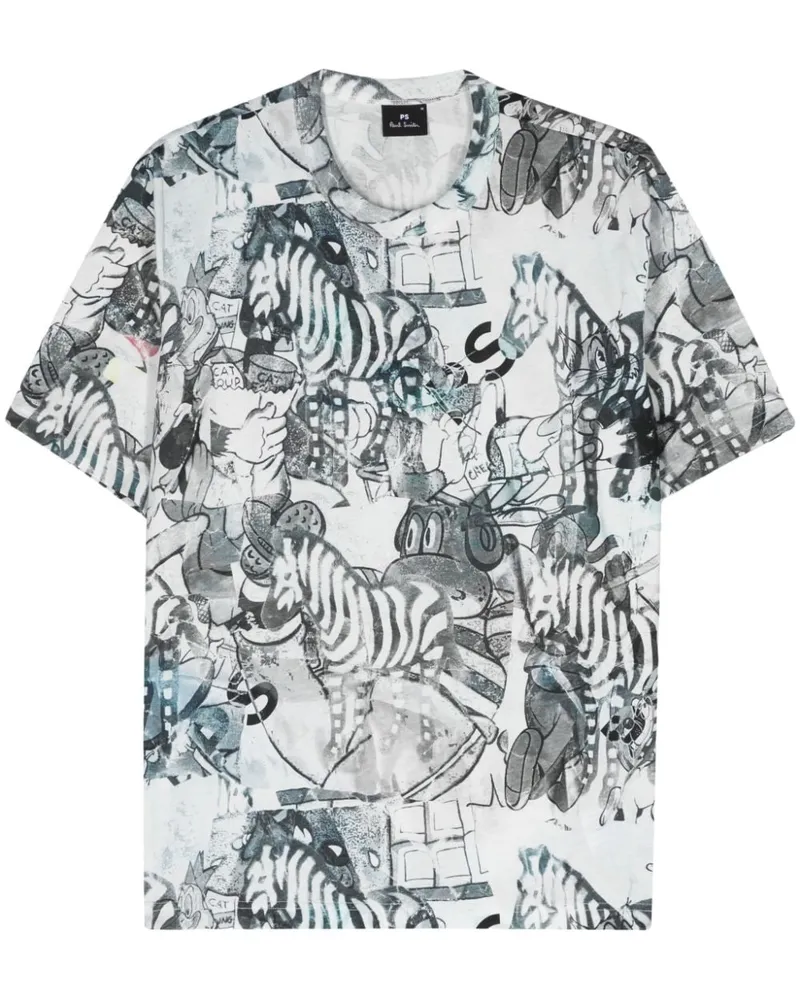 Paul Smith T-Shirt mit Cartoon-Print Grau