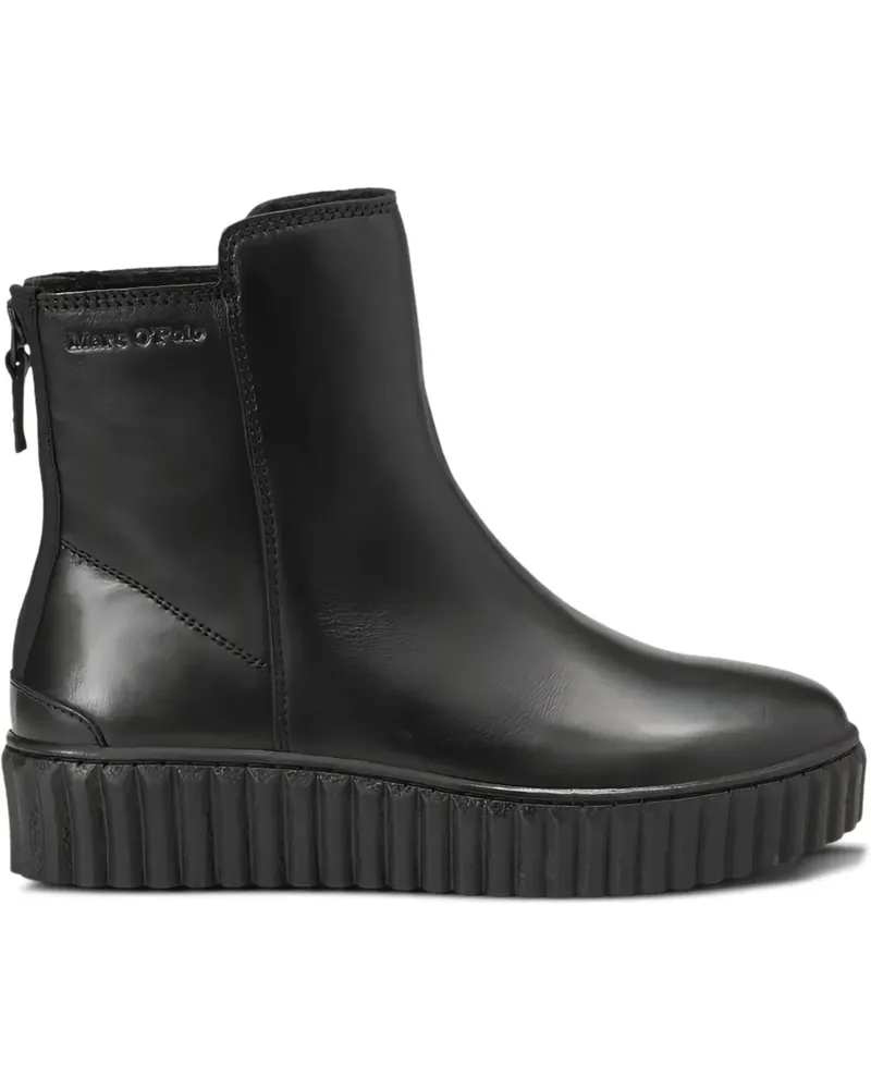 Marc O'Polo Knöchelhohe Lederstiefel - Schwarz Schwarz