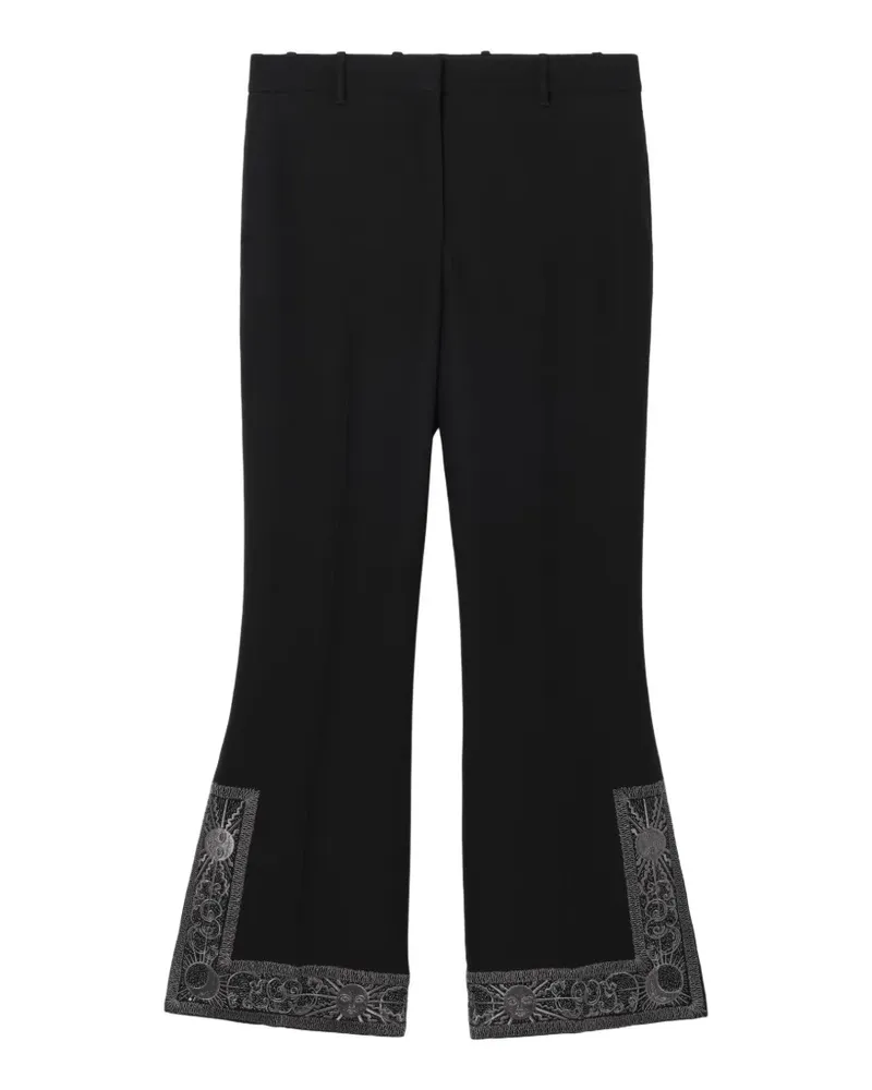 Burberry cropped embroidered wool silk flared trousers - Schwarz Schwarz