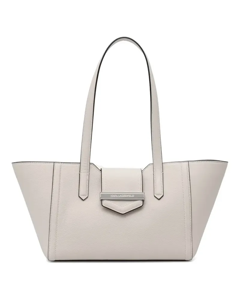 Karl Lagerfeld logo-plaque grained-leather tote bag - Nude Nude