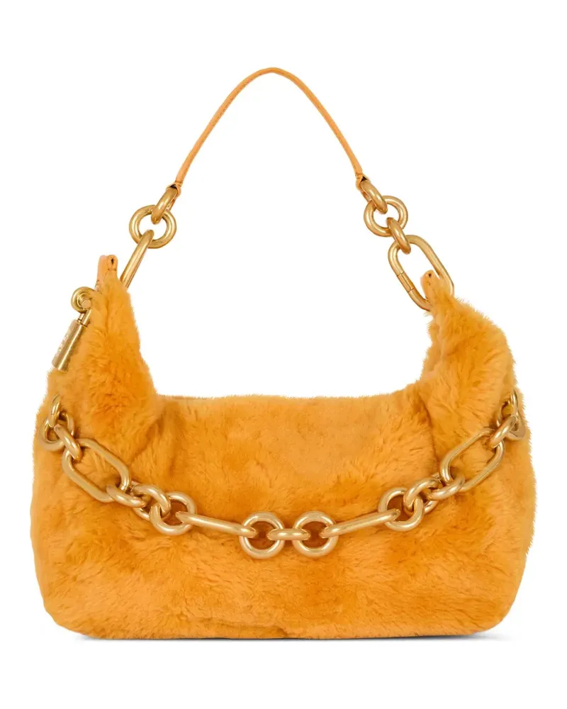 Balmain Mittelgroße Sync Schultertasche mit Shearling-Kette - Orange Orange