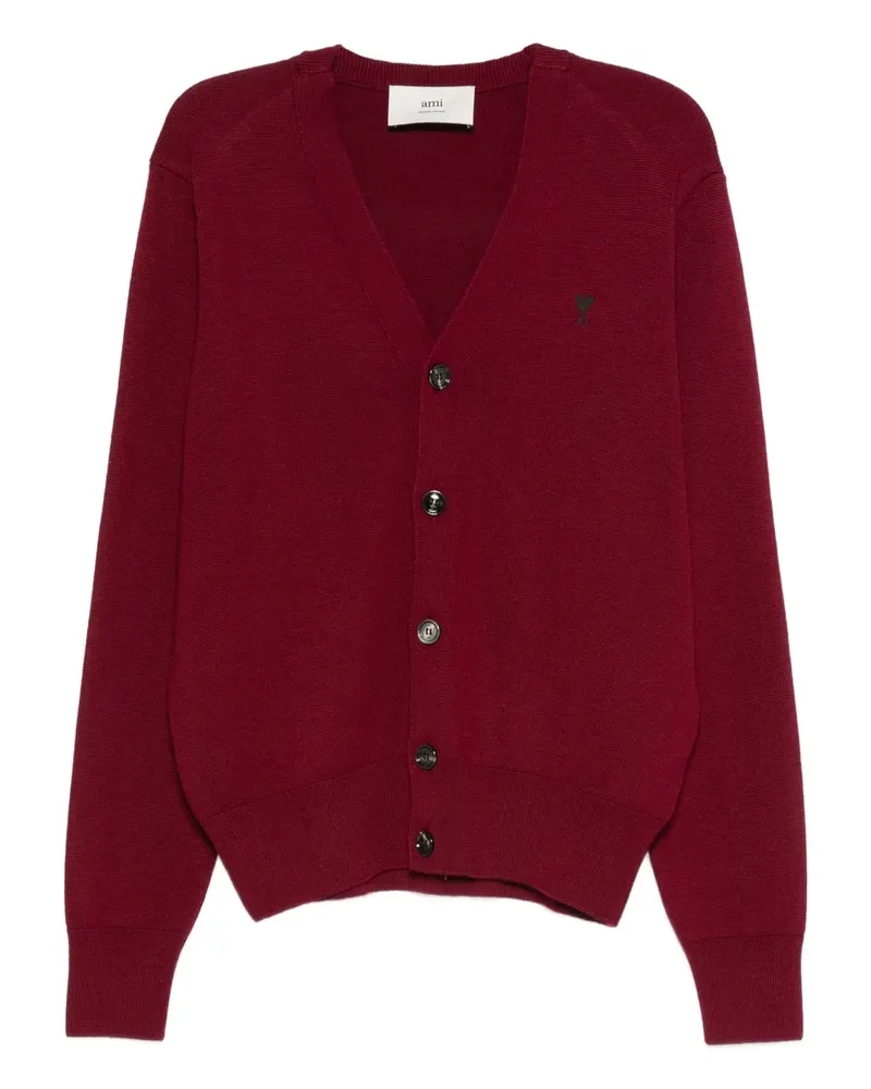 AMI Paris Geknöpfter Cardigan mit Logo-Stickerei - Rot Rot