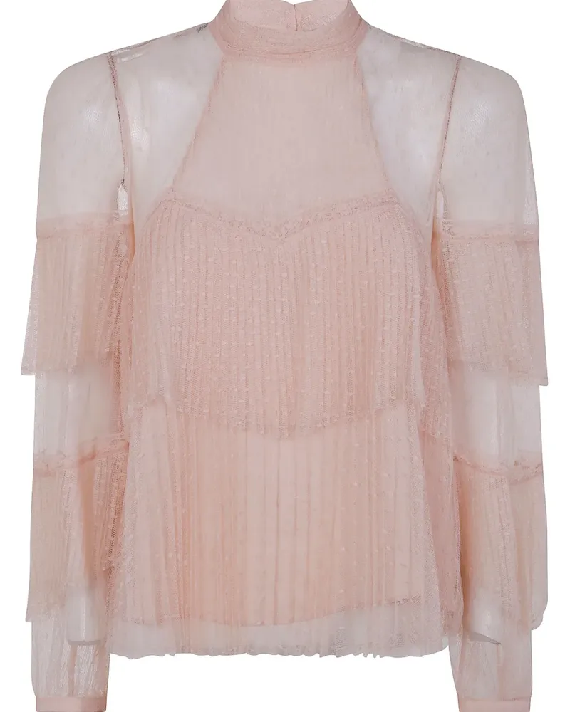 Twin-Set Tülltop mit Rüschen - Rosa Rosa