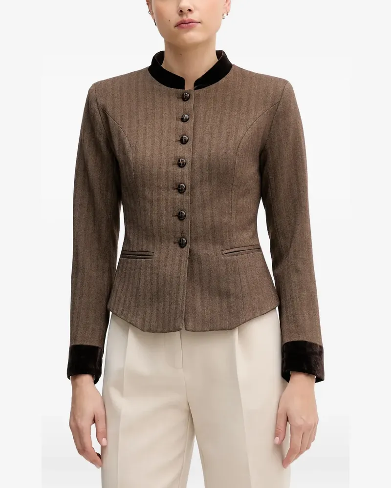 Hoss Intropia Hemd mit Fischgrätenmuster - Braun Braun