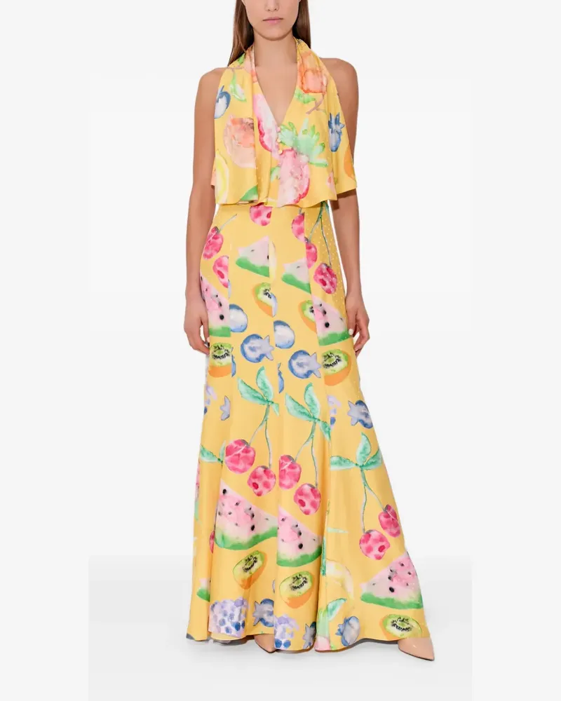 Rosie Assoulin Maxikleid mit Früchte-Print - Gelb Gelb