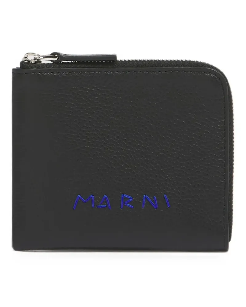 Marni logo-embroidered zip-around wallet - Schwarz Schwarz