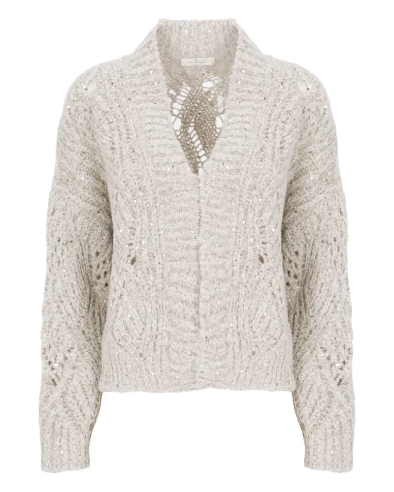 PANICALE Cashmere open-knit sequined cardigan - Nude Nude