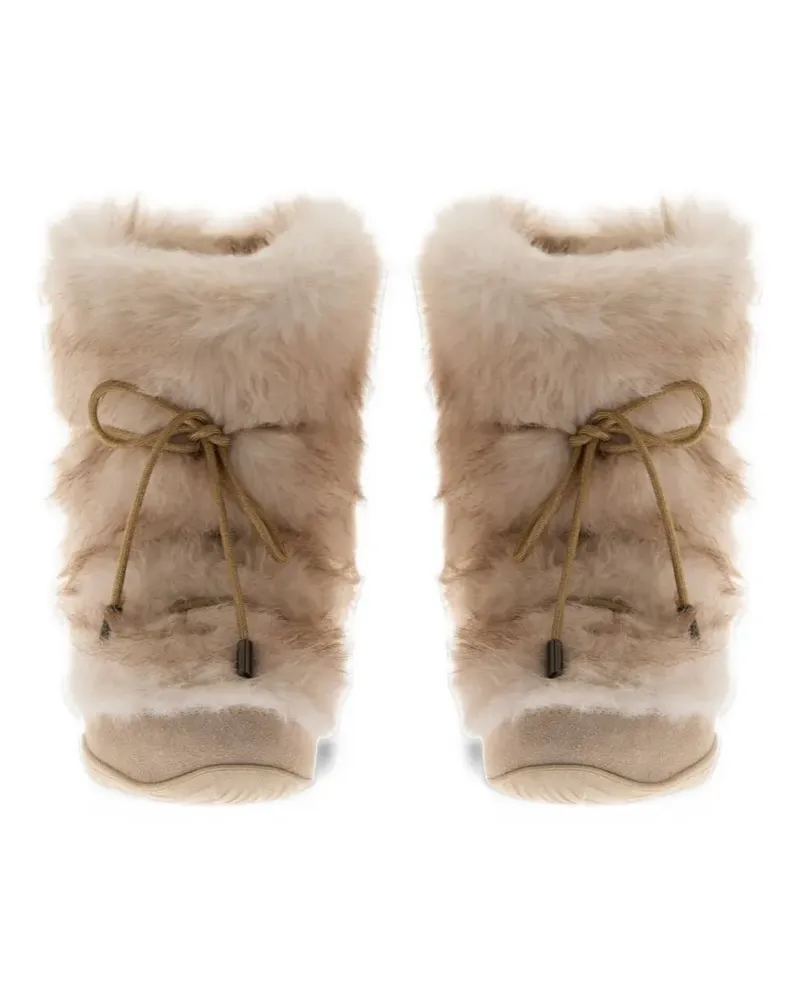 Herno faux-fur tie-fastening boots - Nude Nude