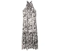Neckholder-Kleid mit Blumen-Print - Weiß