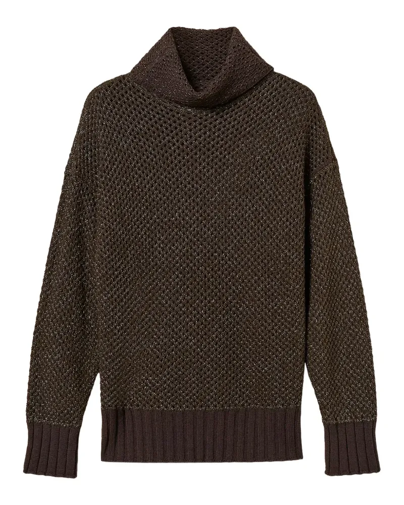 Twin-Set Rollkragenpullover aus Mesh mit Lurex - Braun Braun