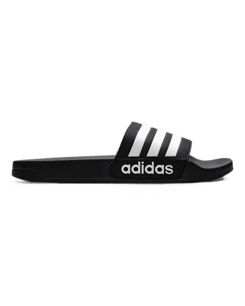 adidas Adilette Shower Pantoletten mit Streifen - Schwarz Schwarz
