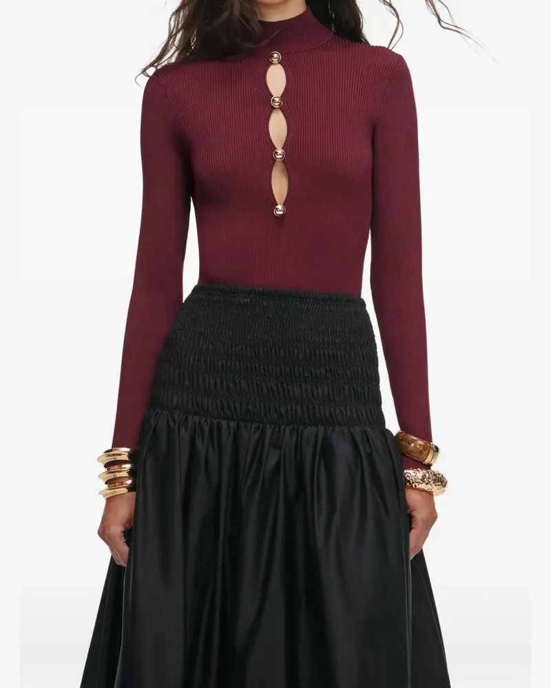 Self-Portrait Oberteil mit Schlüssellochverzierung - Rot Rot