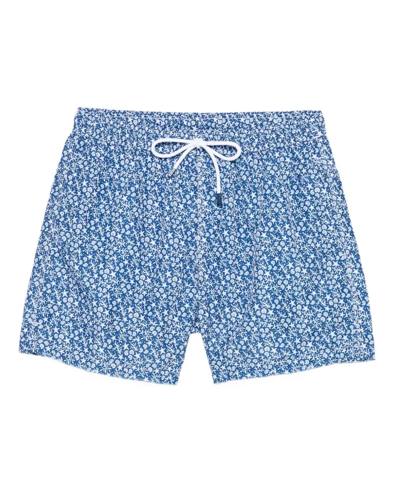 Fedeli drawstring printed swim shorts - Blau Blau