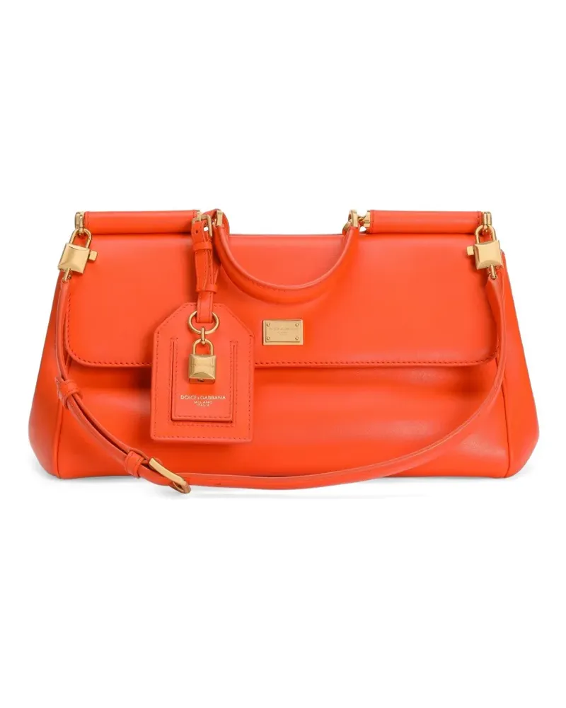 Dolce & Gabbana Mittelgroße My Sicily Handtasche aus luxuriösem Plongé-Kalbsleder - Orange Orange