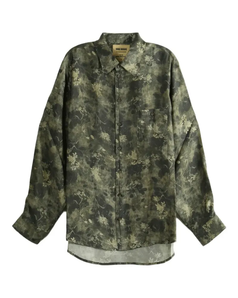 Uma Wang floral-print long-sleeve shirt - Grün Grün