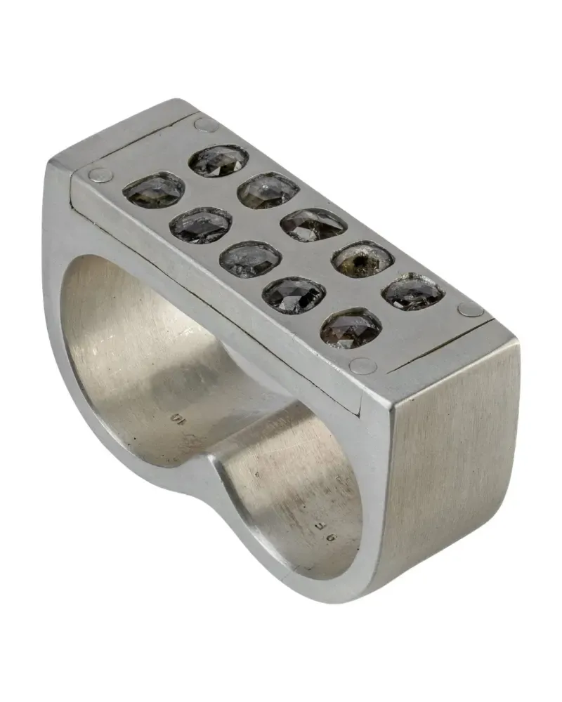 Parts Of Four Plate Double Ring - Silber Silber