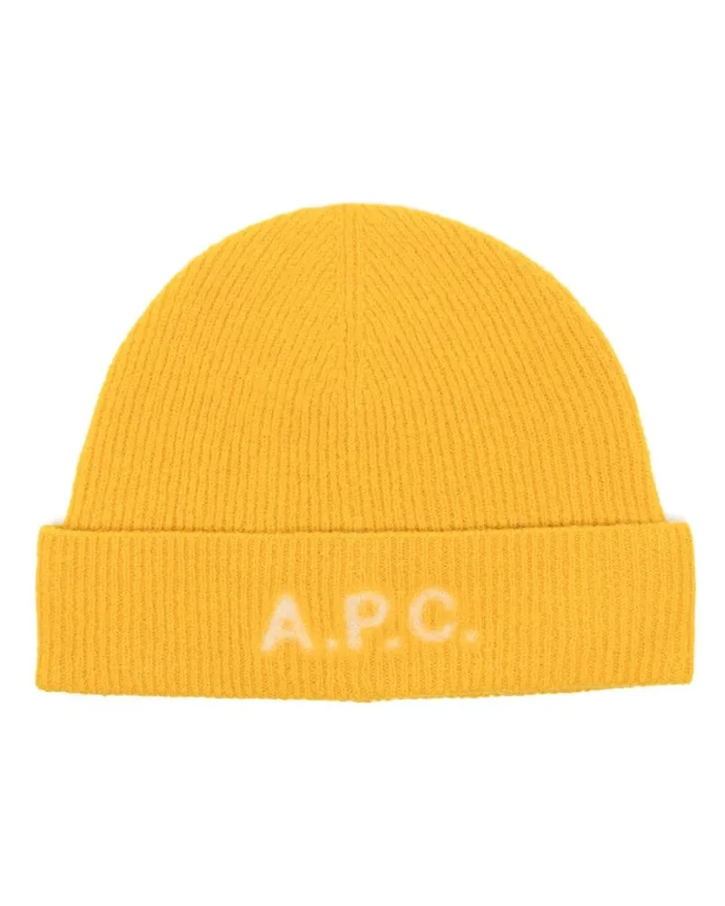 A.P.C. Mütze mit Logo-Print - Gelb Gelb