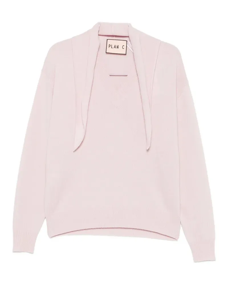 PLAN C Stehkragen-Pullover mit Schaldetail - Rosa Rosa
