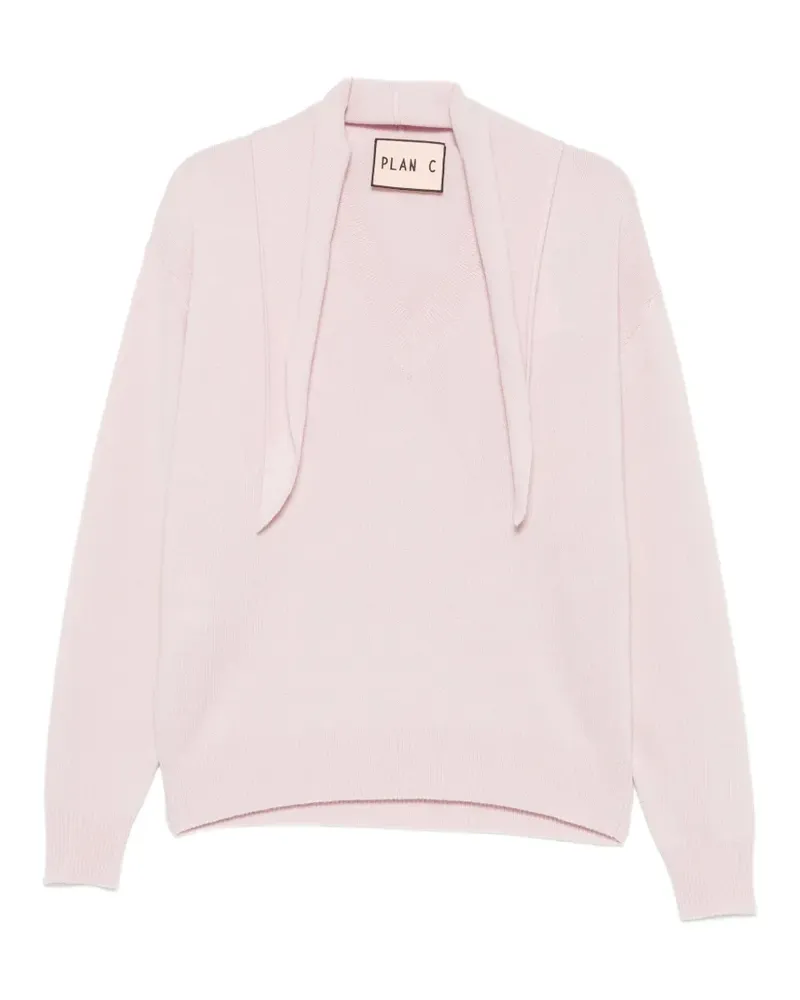 PLAN C Stehkragen-Pullover mit Schaldetail - Rosa Rosa