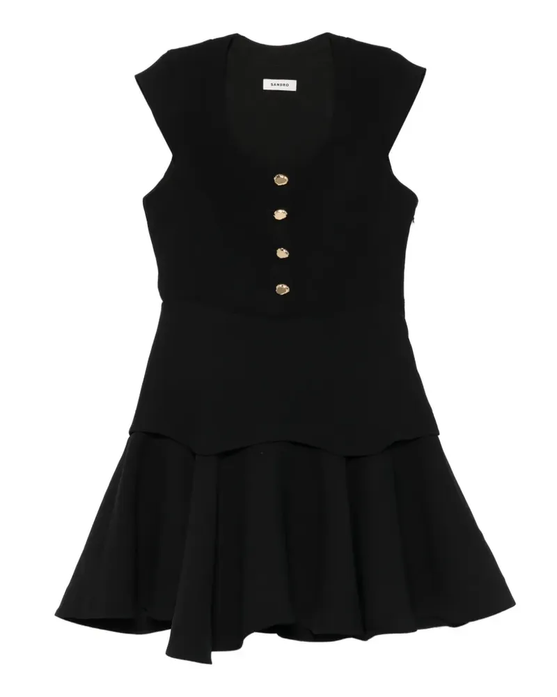 Sandro Minikleid mit Zierknöpfen - Schwarz Schwarz