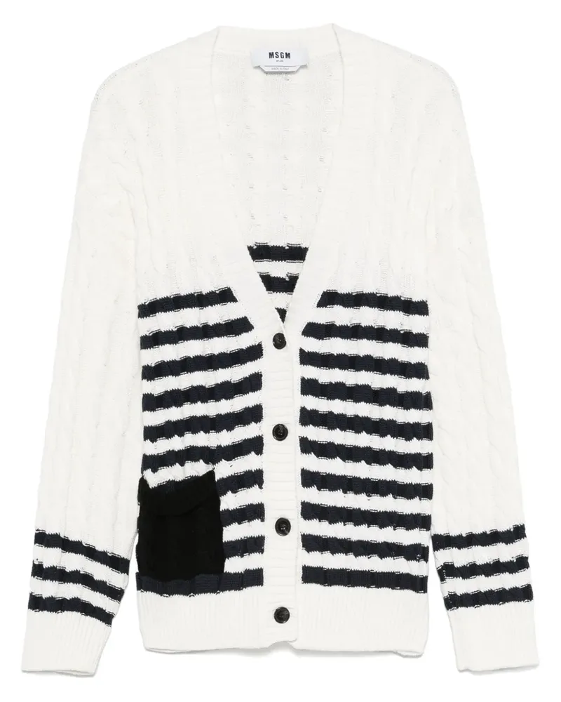 MSGM Gestreifter Cardigan - Weiß Weiß