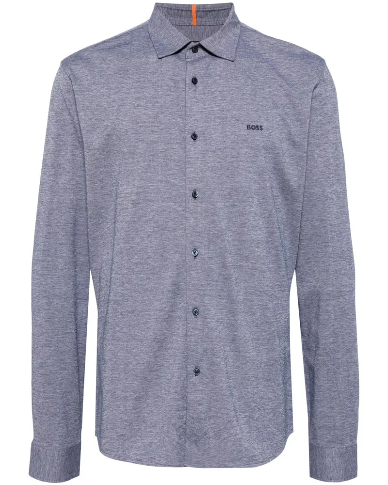 HUGO BOSS Hemd mit Logo-Stickerei - Blau Blau