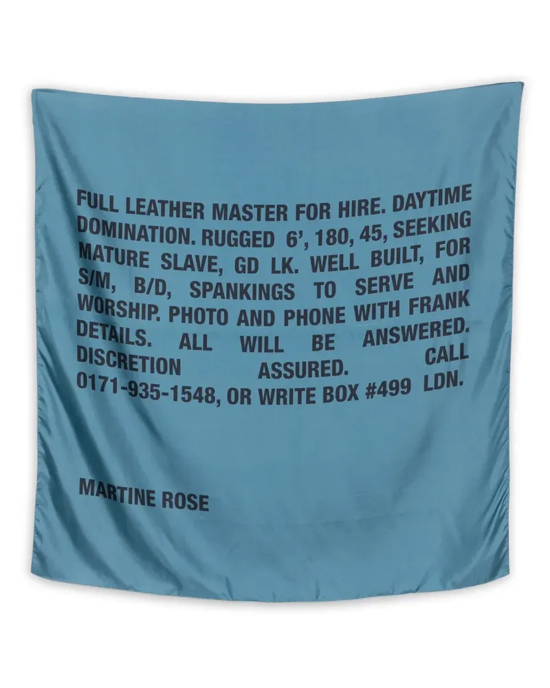 Martine Rose Seidenschal mit Text-Print - Blau Blau