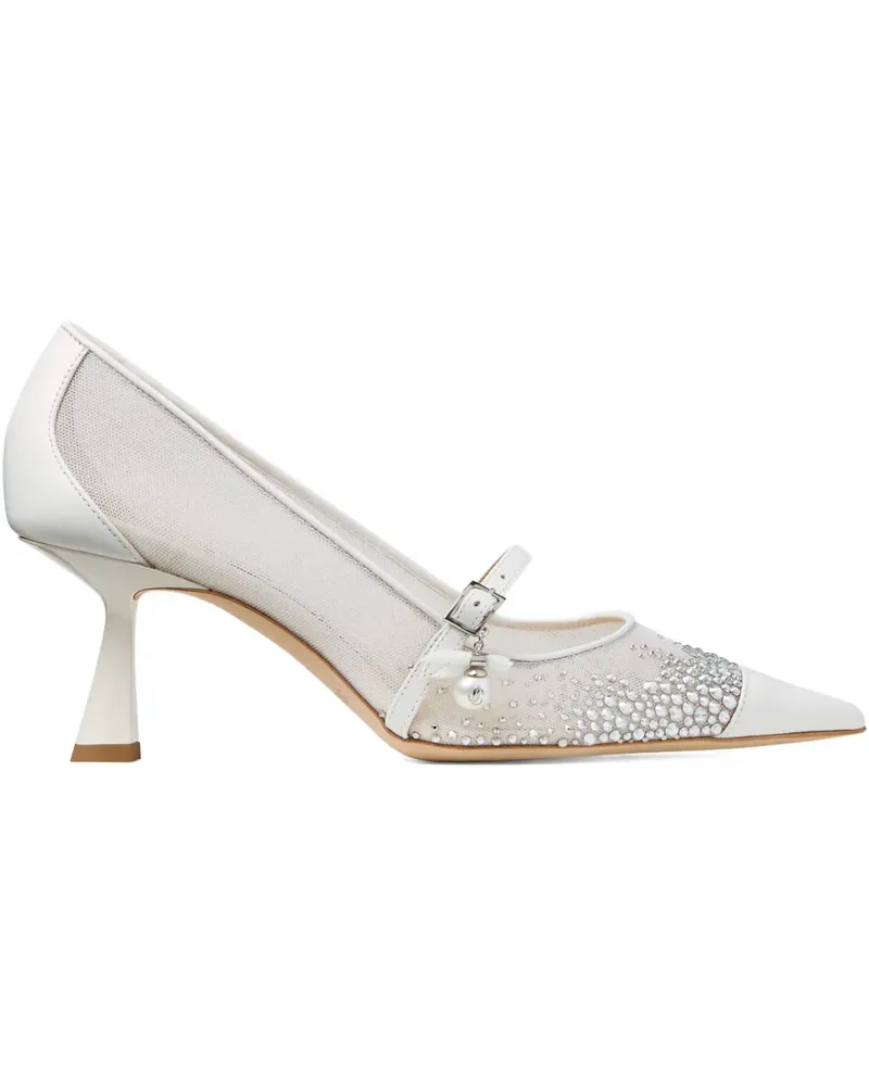 Jimmy Choo Aren Mesh-Pumps mit Kristallen 85mm - Weiß Weiß