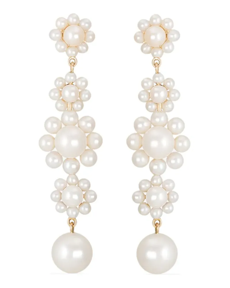 Sophie Bille Brahe 14kt yellow gold Bellis pearl earrings Gold