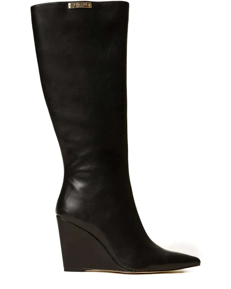 Twin-Set Stiefeletten mit Logo-Schild 100mm - Schwarz Schwarz