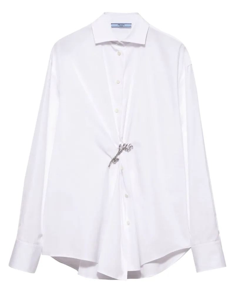 Prada Hemd mit Brosche - Weiß Weiß