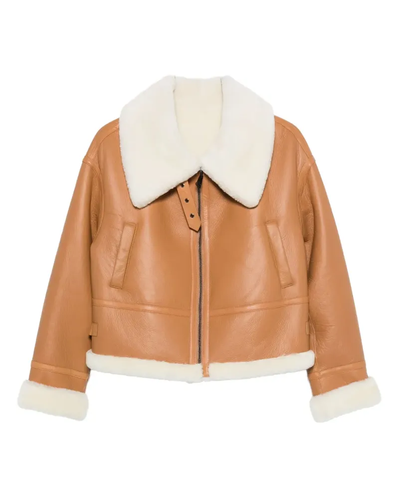 Liska Bikerjacke mit Shearling - Braun Braun