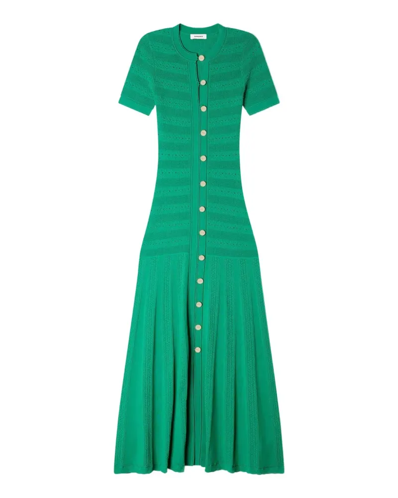 Sandro Gestricktes Midikleid - Grau Grau