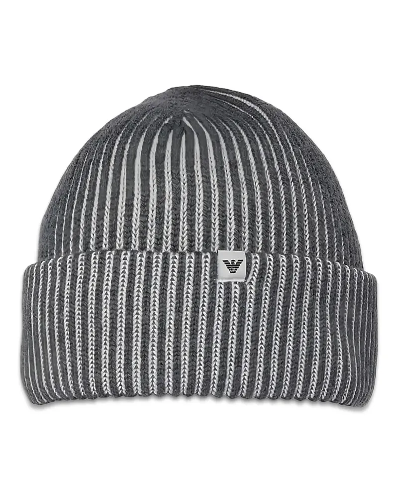 Emporio Armani Gerippte Beanie - Grau Grau