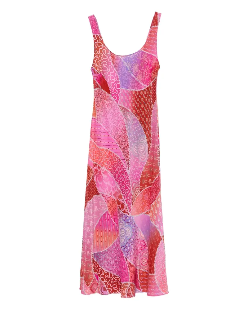 RIXO Neckholder-Midikleid im Patchwork-Look - Rosa Rosa